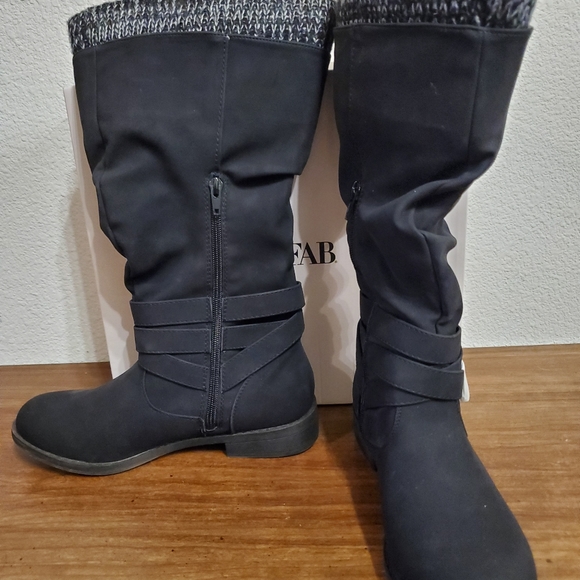 Justfab Mid-calf Sweater Cuff Boots - Picture 3 of 8